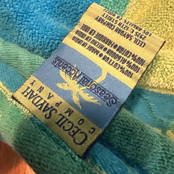 Vtg Cecil Saydah Beach Towels Set of 3 Colorful Patterns Stripes 63x33” Turtle - Picture 3 of 6